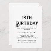 時代を超越した黒書道18誕生日 招待状 (正面/裏面)