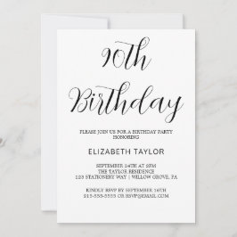 時代を超越した黒書道90誕生日 招待状