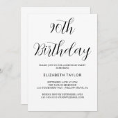 時代を超越した黒書道90誕生日 招待状 (正面/裏面)