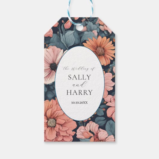 時代を超越:ヴィンテージ色あせたバラ結婚のプリント ギフトタグ (正面)