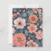 時代を超越：ヴィンテージ色あせたバラ結婚のプリント 出欠カード (裏面)