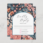 時代を超越：ヴィンテージ色あせたバラ結婚のプリント 出欠カード (正面/裏面)