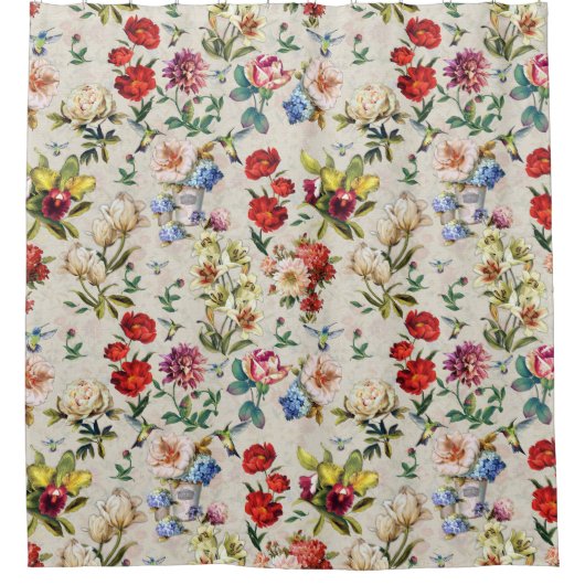 時代ビクトリアンのフローラ水彩創造ショー シャワーカーテン (正面)