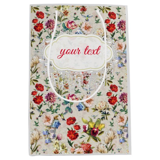 時代ビクトリアンのフローラ水彩創造メディア ミディアムペーパーバッグ (正面)