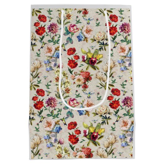 時代ビクトリアンのフローラ水彩創造メディア ミディアムペーパーバッグ (裏面)