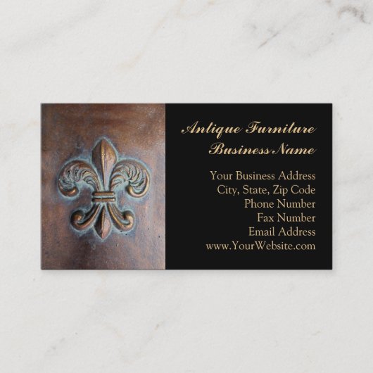 時代物の家具のヴィンテージの（紋章の）フラ・ダ・リ 名刺 (正面)