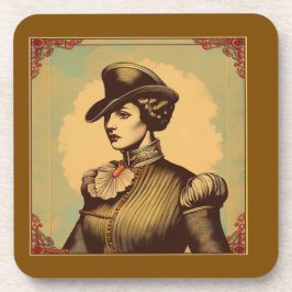 時代装ファンシー装の婦人 コースター