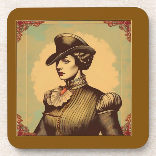時代装ファンシー装の婦人 コースター (正面)