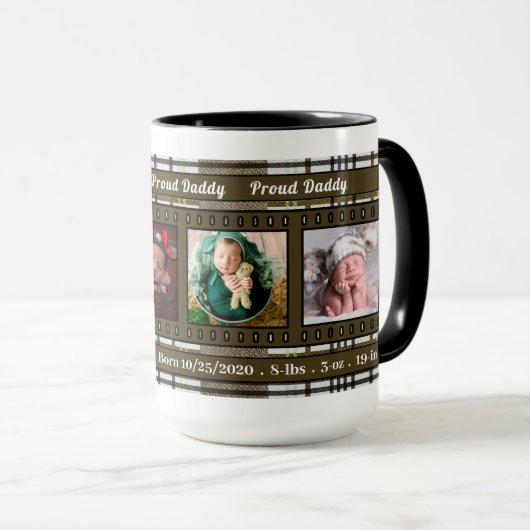 時代遅れ: ブラウンの格子縞4の写真のマグ マグカップ (正面右)