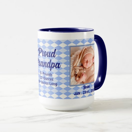 時代遅れ: 誇りを持ったで新しい祖父のベビーの写真 マグカップ (正面右)