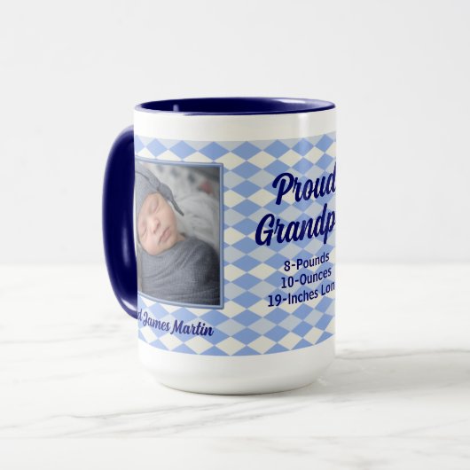 時代遅れ: 誇りを持ったで新しい祖父のベビーの写真 マグカップ (正面左)