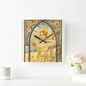 時刻と明るさ(ミュシャ) スクエア壁時計 (ホーム)