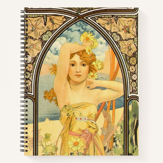 時刻と明るさ(ミュシャ) ノートブック (正面)