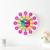 時学間をピンクの赤アクアの名前時計と言う女の子 ラージ壁時計 (ホーム)