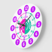 時学間をピンクパープルアクアの時計と言う女の子 ラージ壁時計 (傾斜)