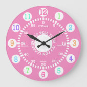 時学間を告げる(ピンク) ラージ壁時計 (正面)