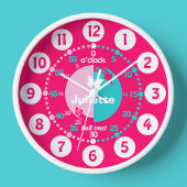 時学間を赤いピンクのアクア名時計を教える女の子 壁時計