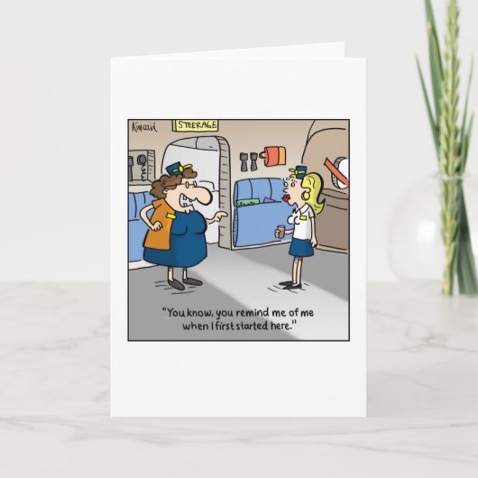 時差漫画カード – フライト付き添い人は似ている カード (正面)