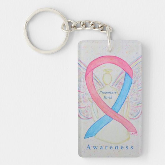 時期尚早誕生エンジェル認識度リボンキーチェーン キーホルダー (正面)