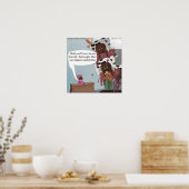 時計おもしろいの牛のユニセックス漫画 ポスター (キッチン)