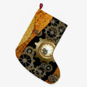 時計およびギアとの素晴らしいsteampunkのデザイン ラージクリスマスストッキング (正面 (吊り時))