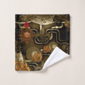 時計およびギアとのSteampunkのデザイン バスタオルセット (ウォッシュタオル)