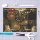 時計およびギアとのSteampunkのデザイン 薄葉紙 (クラフト)