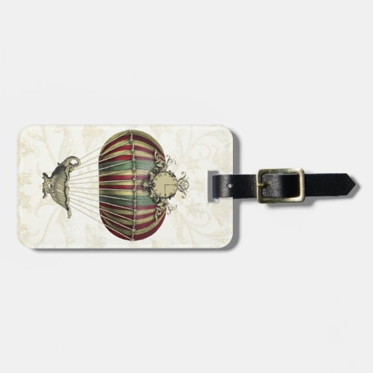 時計が付いているバロック式の気球 ラゲッジタグ (正面横)