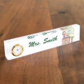 時計が付いているパーソナライズな先生の机のネームプレート デスクネームプレート (側面)