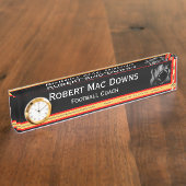 時計が付いているフットボールの机の名札 デスクネームプレート (側面)