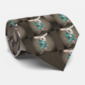 時計が付いている白いウサギ ネクタイ (ロール)