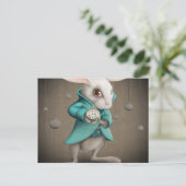 時計が付いている白いウサギ ポストカード (スタンド正面)