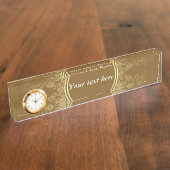 時計が付いている金シールの名前の表示 デスクネームプレート (側面)