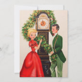 時計ごとのヴィンテージクリスマスカップル シーズンカード (正面)