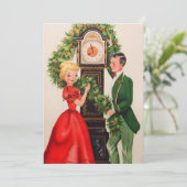 時計ごとのヴィンテージクリスマスカップル シーズンカード (スタンド正面)