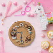 時計として豆が付いているブラックコーヒーのコップ ペーパープレート (パーティー)