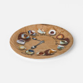 時計として豆が付いているブラックコーヒーのコップ ペーパープレート (アングル)