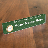 時計とカスタマイズ可能な机用ネームプレート – 贈り物 デスクネームプレート (側面)