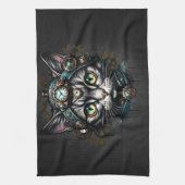 時計とギアの可愛いスチームパンク。 キッチンタオル (縦)