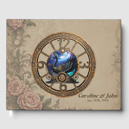 時計とギアの黒いスチームパンクの白鳥。 ゲストブック