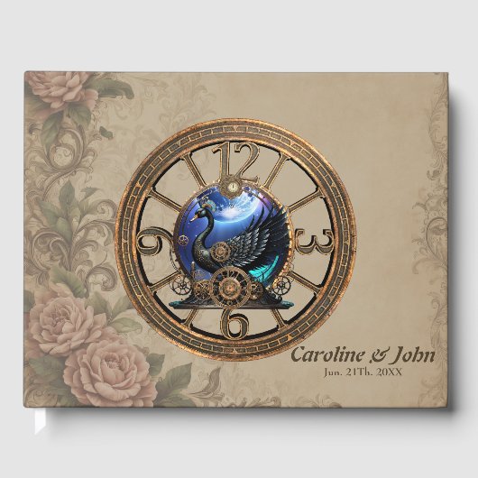 時計とギアの黒いスチームパンクの白鳥。 ゲストブック (正面)