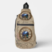 時計とギアの黒いスチームパンクの白鳥。 スリングバッグ (正面)