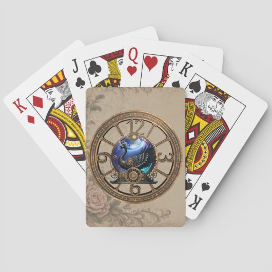 時計とギアの黒いスチームパンクの白鳥。 トランプ (裏面)