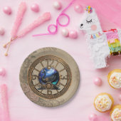 時計とギアの黒いスチームパンクの白鳥。 ペーパープレート (パーティー)