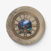 時計とギアの黒いスチームパンクの白鳥。 ペーパープレート (正面)