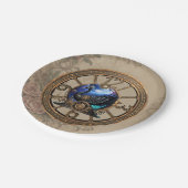 時計とギアの黒いスチームパンクの白鳥。 ペーパープレート (アングル)