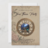 時計とギアの黒いスチームパンクの白鳥。 招待状 (正面)