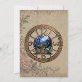 時計とギアの黒いスチームパンクの白鳥。 招待状 (裏面)