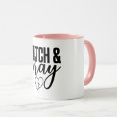 時計と包み祈付けデザインセラミック製マグカップ マグカップ (正面右)