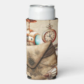 時計と吹雪のあるスチームパンク時代 スリム缶クーラー (Seltzer正面)